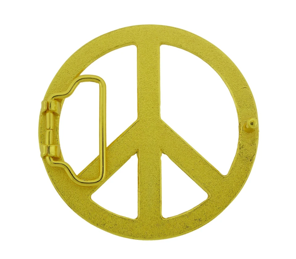 Nuevo Hombres Mujeres Signo de Paz Cinturón Hebilla Símbolo Paloma Paz-Amante-Guardián Metal Dorado Foto 4 de 4