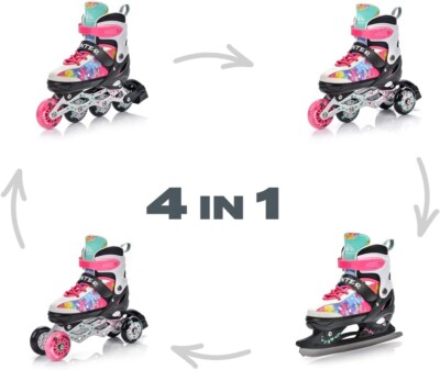 Meteor  Inline-Skates 4-in-1 Kinder-Inline-Skates Rollerblades Quad-Skates Carbo