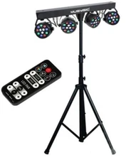 Complete Professional 4-Par Stage LED Lights DJ Band DMX System & Stand MU-L31A