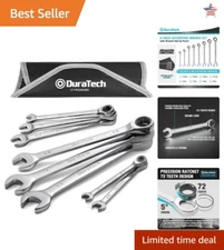 8-Piece Ratcheting Combination Wrench Set - SAE - CR-V Steel - Slim Profile