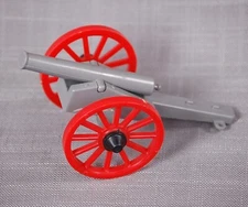 REL PLASTICS Red, Gray & Black Plastic CIVIL WAR CANNON, Barrel Elevates, 1950s