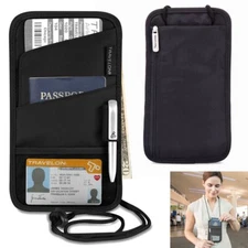 1 Travelon Id Passport Holder Neck Wallet Travel Pouch Women Men Black Keep Safe