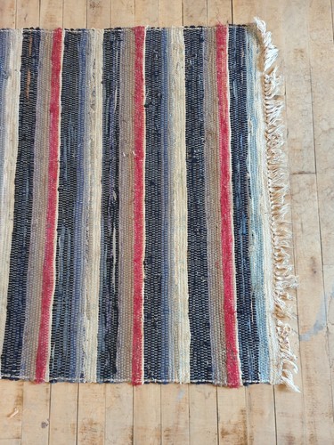 Antique Imported Swedish Hand Made Rag Rug Runner (31.5" x 79" ) As Shown - Picture 2 of 14