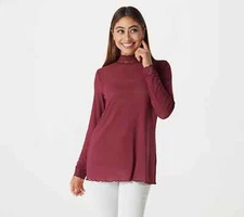LOGO Layers by Lori Goldstein Sheer Mesh Mock Neck Top - more choices a385387 -