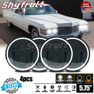 5.75 5-3/4 Round LED Headlights 4PC For Cadillac DeVille Eldorado 62-1974---