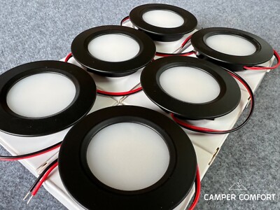 12 V LED Strahler Campervan - dimmbar geschaltet Downlight Wohnmobil schwarz x 6