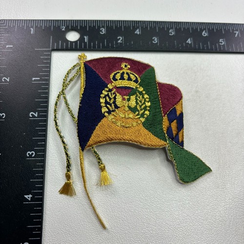 Flag Crest Patch (Gold Emblem Seal On Maroon Blue Yellow Green Flag)  00SG