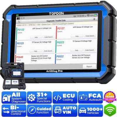 2025 TOPDON AD PRO V2.0 Car Diagnostic Tool Full System OBD2 Scanner ECU Coding