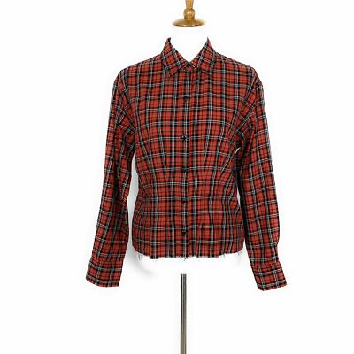 Current Elliott The Tella Shirt Blouse Red Tartan Plaid Long Sleeve Button Up 