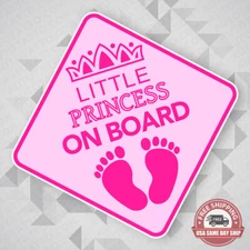 Cute Little Princess On Board Sticker Decal Kid Baby In Car Van Window Decorate