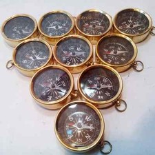 Set Of 10 Pcs Royal Antique Brass Nautical Timer Key Chain Collectors Gift