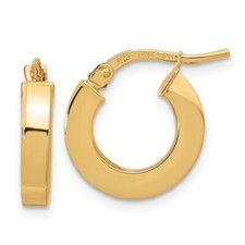 14k Yellow Gold Polished 3mm Square Tube Hoop Earrings L-15mm, W-14mm for Mom