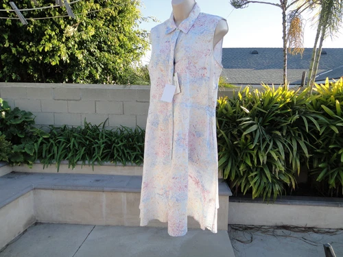 Robert Graham ANITA Dress, Floral Sleeveless Buttoned Shirt Dress, 100% Cotton L