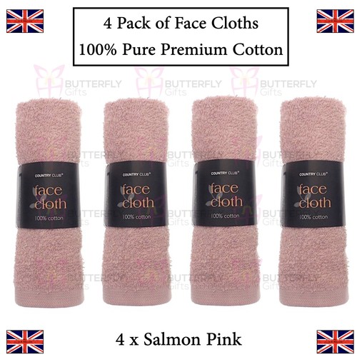 4 pack Super Soft Luxury 100% Cotton Face Cloths Country Club 4 colours - Picture 7 of 9