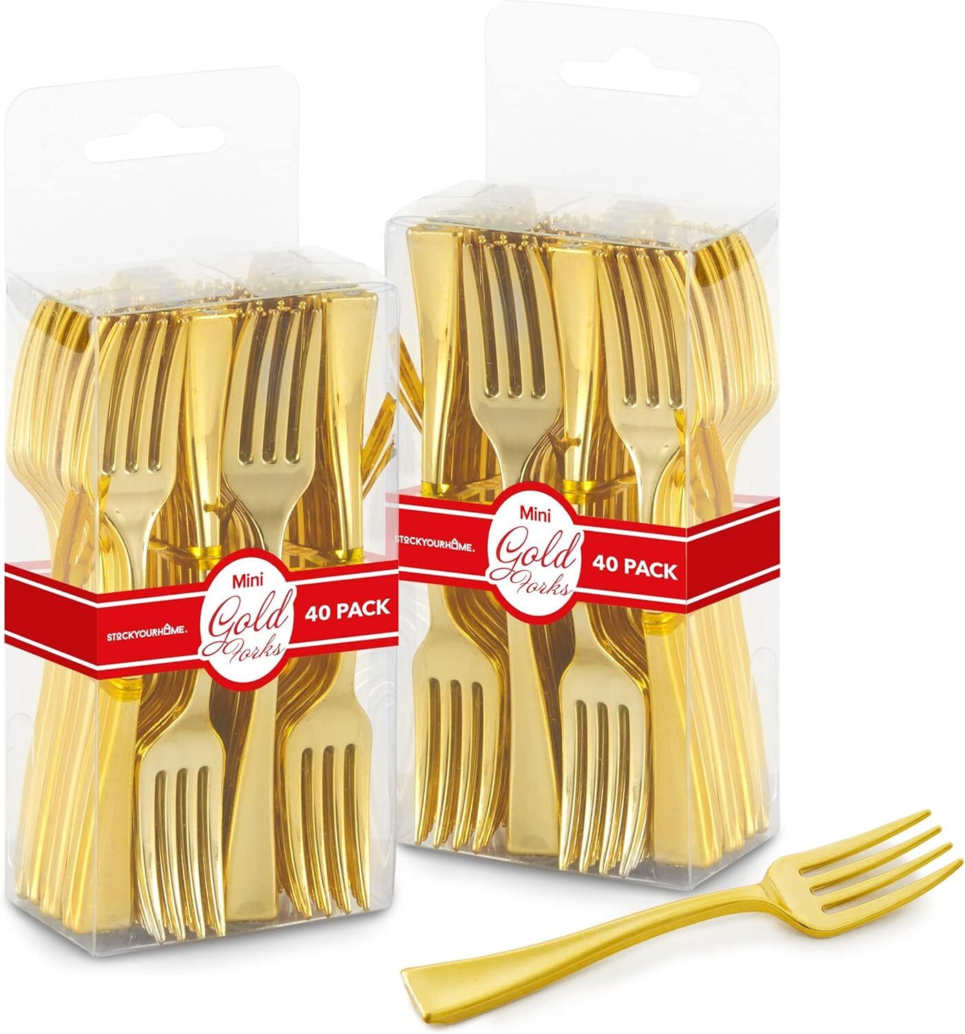 80-Piece 4-Inch Gold Mini Plastic Appetizer Forks Disposable Party Cutlery