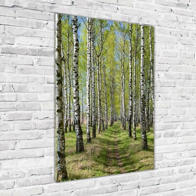 Wand-Bild Kunstdruck aus Acryl-Glas Hochformat 70x100 Birkenwald
