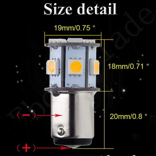 2 x 1157 BAY15D LED Bulbs Car Motor Amber Yellow Turn Signal Lights P21/5W 6V DC - Picture 3 of 8