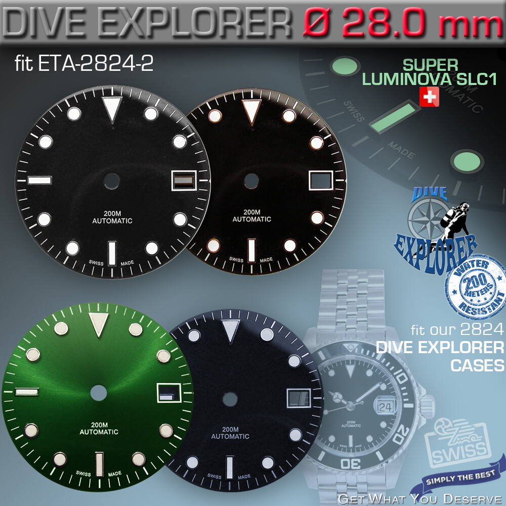 ⭐︎ぴろろ⭐︎様確認用 DIVE EXPLORER DIAL, Ø 28 MM fit ETA 2824-2, SW 200, SOPROD PO24