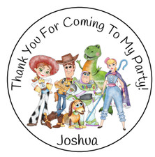 12 Personalized Toy Birthday Party Stickers Favors Labels tags 2.5" Custom