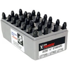 CH Hanson 20200 Steel Stamp Letter Set, Standard, 27 pieces, 1/8 inch, Gray