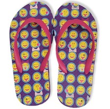 Chatties Girls Large 2-3 Flip Flops Sandals Shower Shoes Multi Color Emojis NWT
