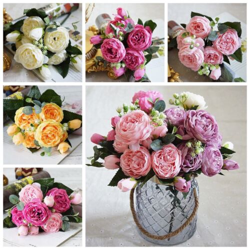 13/21 Heads Artificial Silk Peony Flowers Peony Wedding Bouquet Home Party Decor