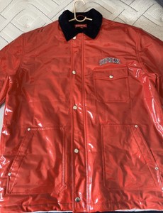 supreme quilted patent vinyl work jacket red