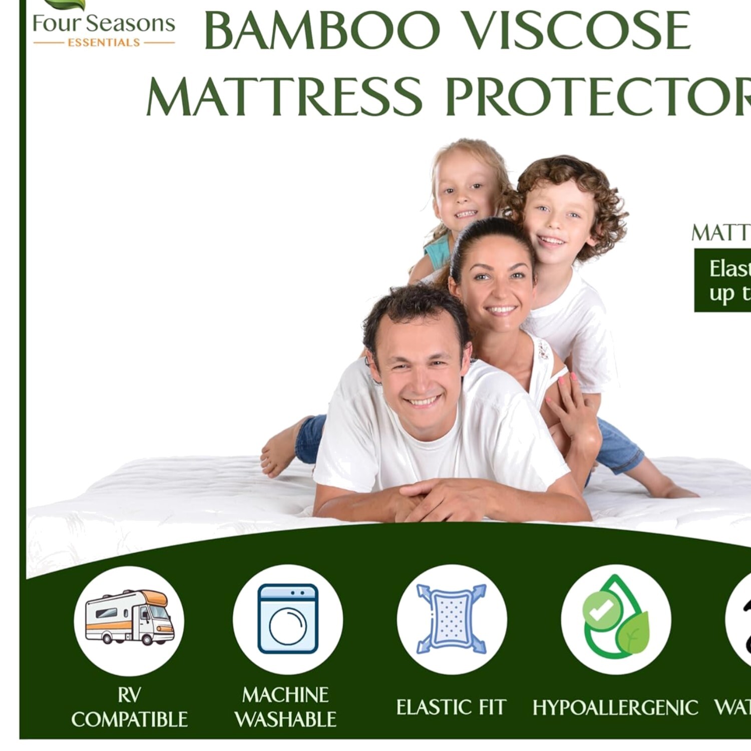 Luxurious Quilted Jacquard RV King Mattress Protector Waterproof Breathable