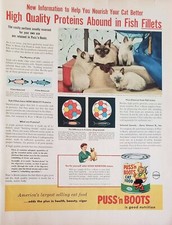 Puss 'n Boots Cat Food Vintage 1954 Print Ads Siamese Kittens Lot Of 3