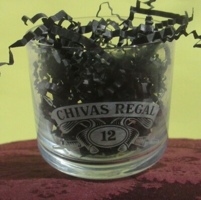 Chivas Regal Hi Ball Cocktail Glass 12 Year Old Etched Logo Tipsy Round Bottom