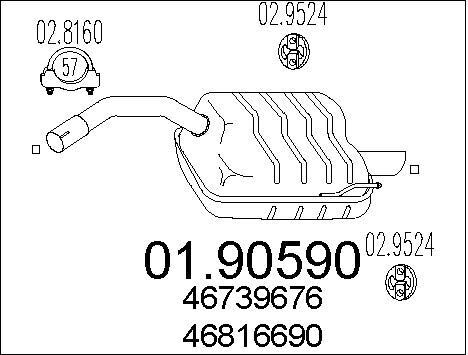 Silencieux arrière Alfa Romeo 147 1.9 JTD en acier pot d échappement d origine