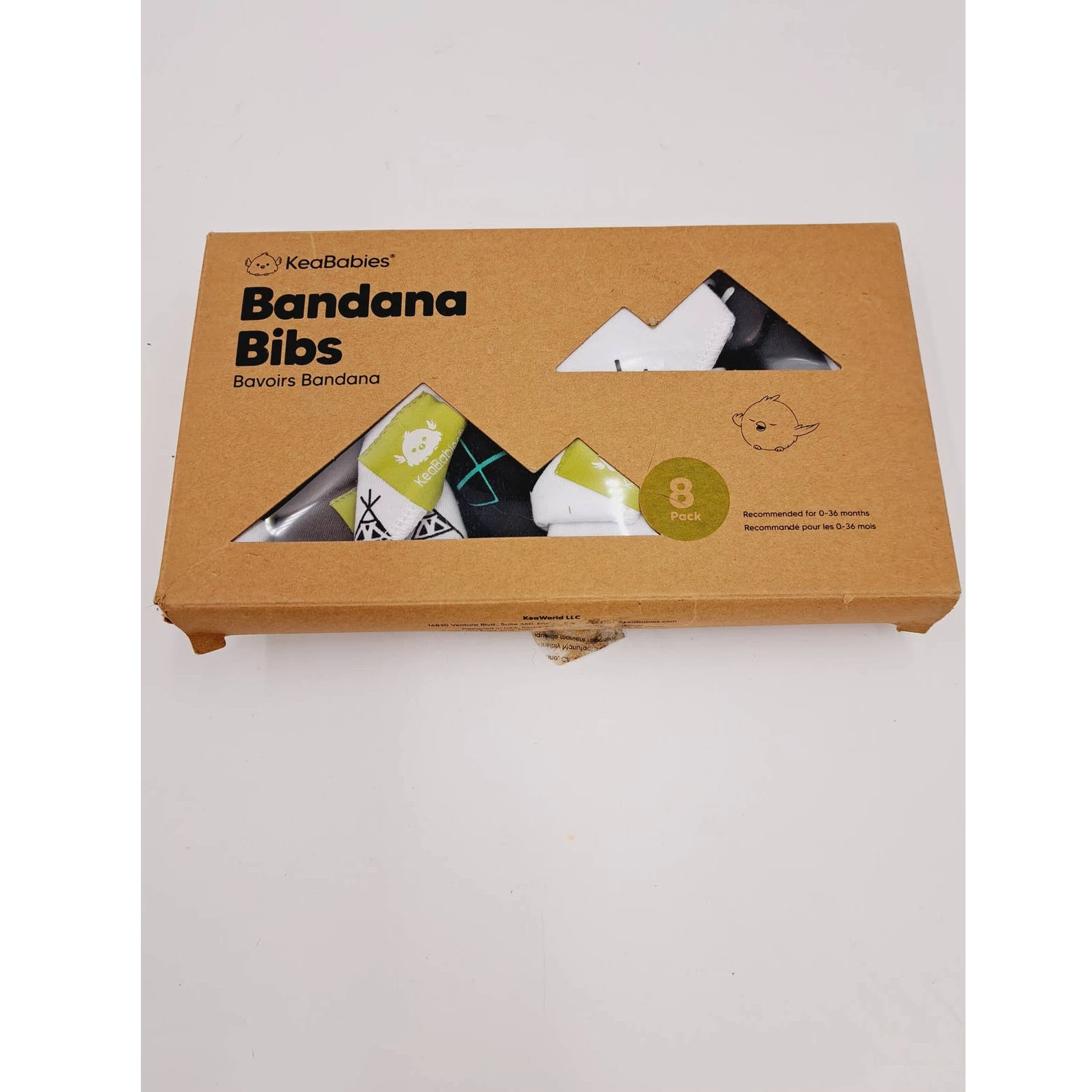 New Organic Adjustable Soft KeaBabies Bandana bibs 8 Qty Open Box for pictures