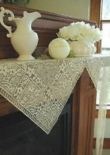 Heritage Lace Mantle Scarf With Fringe Ivory Chantilly Piano Sofa Buffet