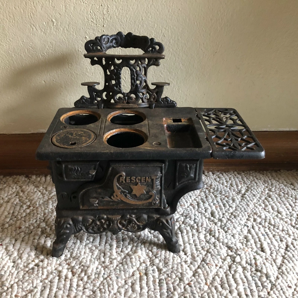 Vintage Crescent Cast Iron Wood Stove Toy Miniature Salesman Sample AS IS |  eBay