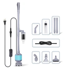 360GPH 5-in-1 Electric Aquarium Gravel Cleaner, Fish Tank Vacuum, 15W