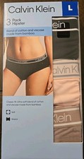   NEW   Women's Calvin Klein 3 Pack Hipster Underwear Black Pink Tan Size Large