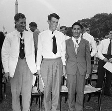 Edmund Hillary with John Hunt and Tenzing Norgay - Left to Rig - 1953 Old Photo
