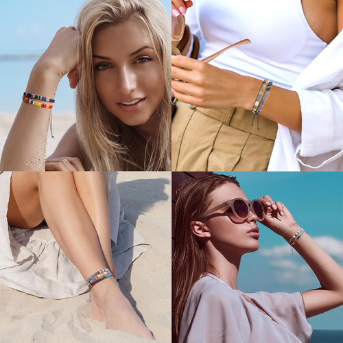 12PCS Friendship Bracelets for Teen Women Man Boho Surfer Beach Bracelets Anklet - 第 5/12 張圖片