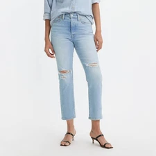 Levi's Women's High Rise Straight Leg Crop Jeans Snug Through Hip And
