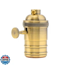 RTNLIT Brass Lamp Socket, Vintage Edison E26/E27 Bulb Light Socket with On/Of