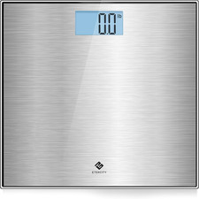 Stainless Steel Digital Body Weight Bathroom Scale Step-On Technology Large Blue