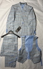 A.ABSAHET Boys 3 Piece Suit Light Blue Wedding Party Formal Size 54 Age 8-10