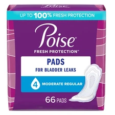Poise Incontinent Pad 10.47 Inch Length Regular Length Moderate 66 Ct