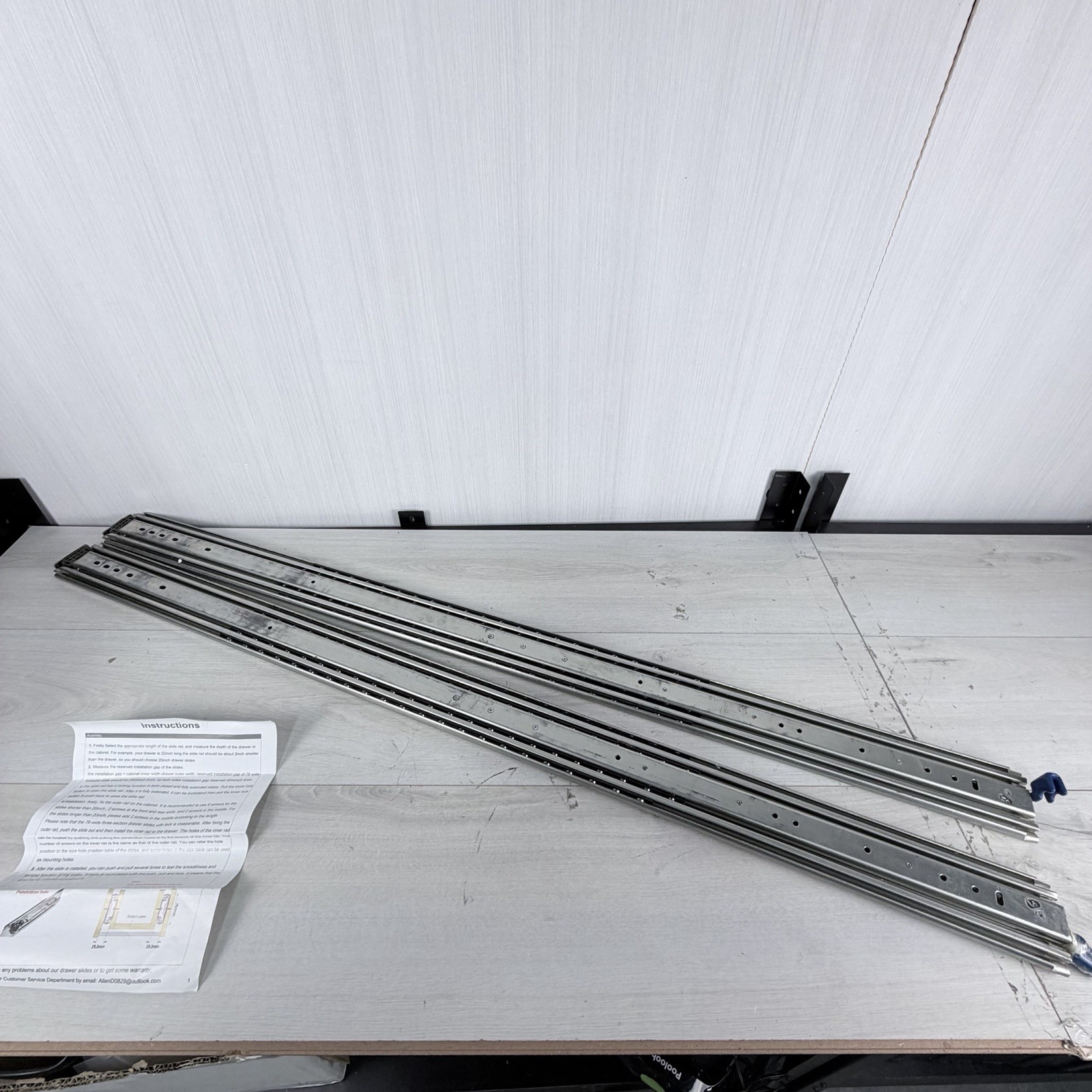 1 Pair 48" Heavy Duty Drawer Slide Full Ext Rail Lock Cargo 