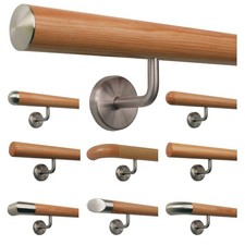 Handlauf Holz Lärche Geländer Wandhandlauf Treppe Eingang Griff Rundholz V2A