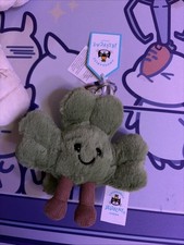 Authentic Jellycat Amuseables Siofra Shamrock Bag Charm Clip NWT US Fast Ship