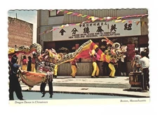 Dragon Dance in Chinatown Boston MA Vintage postcard Unposted