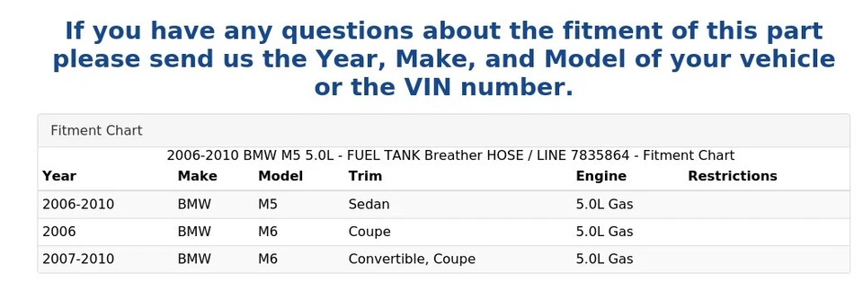2006-2010 BMW M5 5,0 л - топливный бак дыхательный шланг / линия 7835864 - Изображение 4 из 4