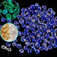 200 PCS 8Mm Glow in the Dark Beads Bulk round Luminous Glass Beads with Holes fo