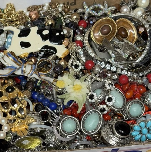 Vintage & Modern Some Signed Costume Jewelry Lot Full Small Priority Box # 13